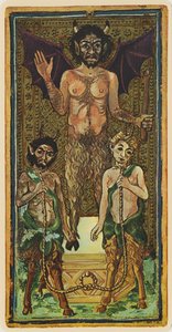 Djävulen, fascimile av ett tarotkort från Visconti-däcket, 1441-47